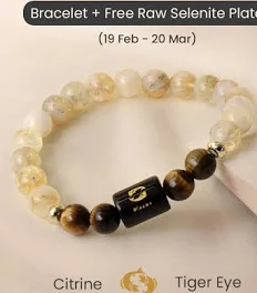 Pisces (मीन राशि) Zodiac Citrine & Tiger Eye Bracelet